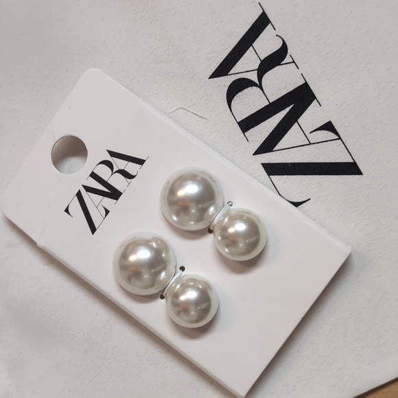 ZARA LARGE DOUBLE PEARL EARRINGS NWT - Picture 3 of 7